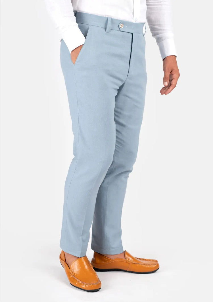Maya Blue Linen Pants - SARTORO273