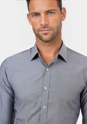 Medium Grey End On End Shirt - SARTORO