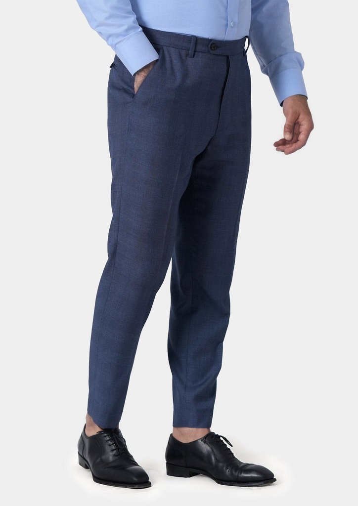 Midnight Blue Prince of Wales Pants - SARTORO