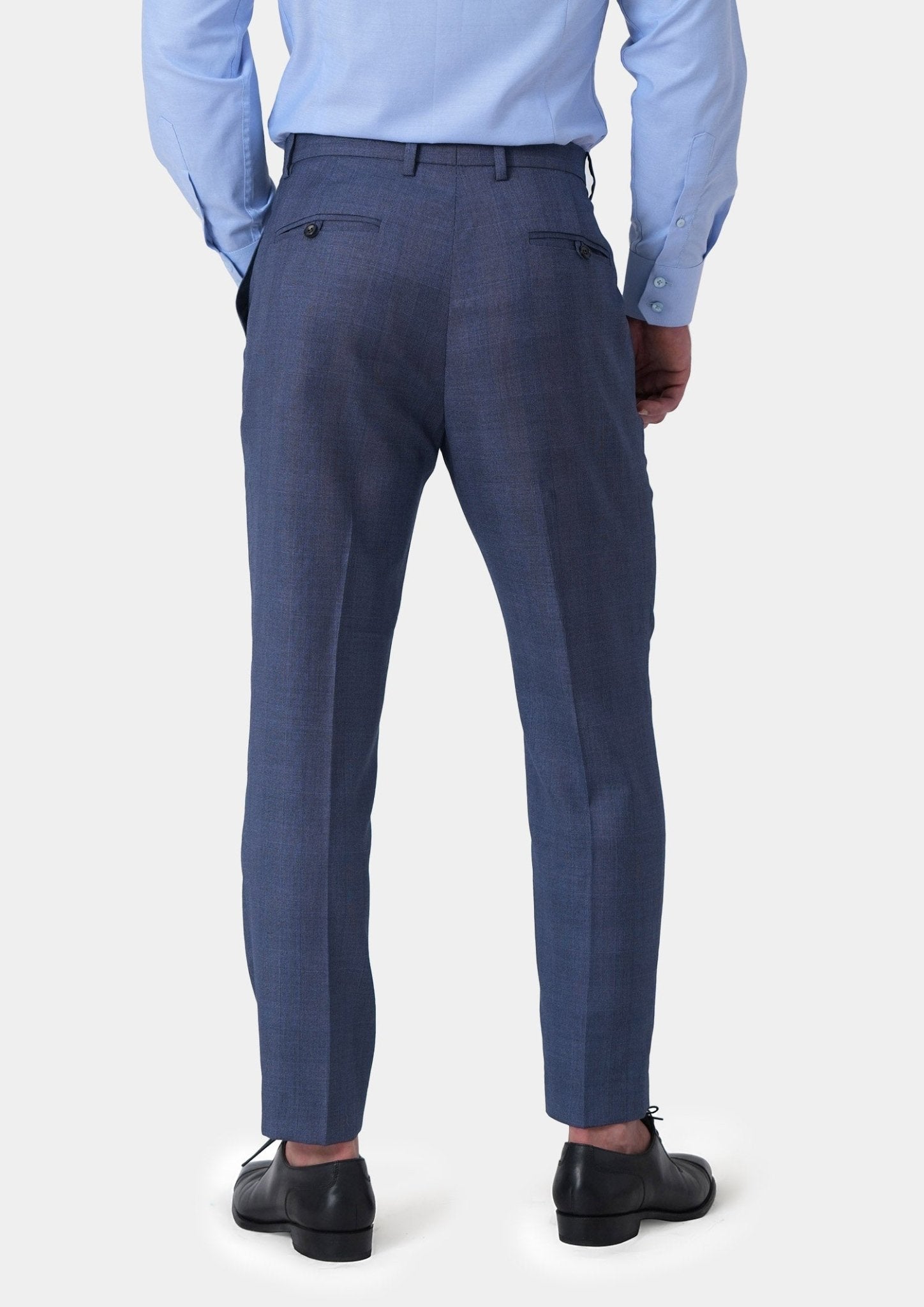 Midnight Blue Prince of Wales Pants - SARTORO