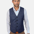 Midnight Blue Prince of Wales Vest - SARTORO