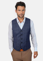 Midnight Blue Prince of Wales Vest - SARTORO552