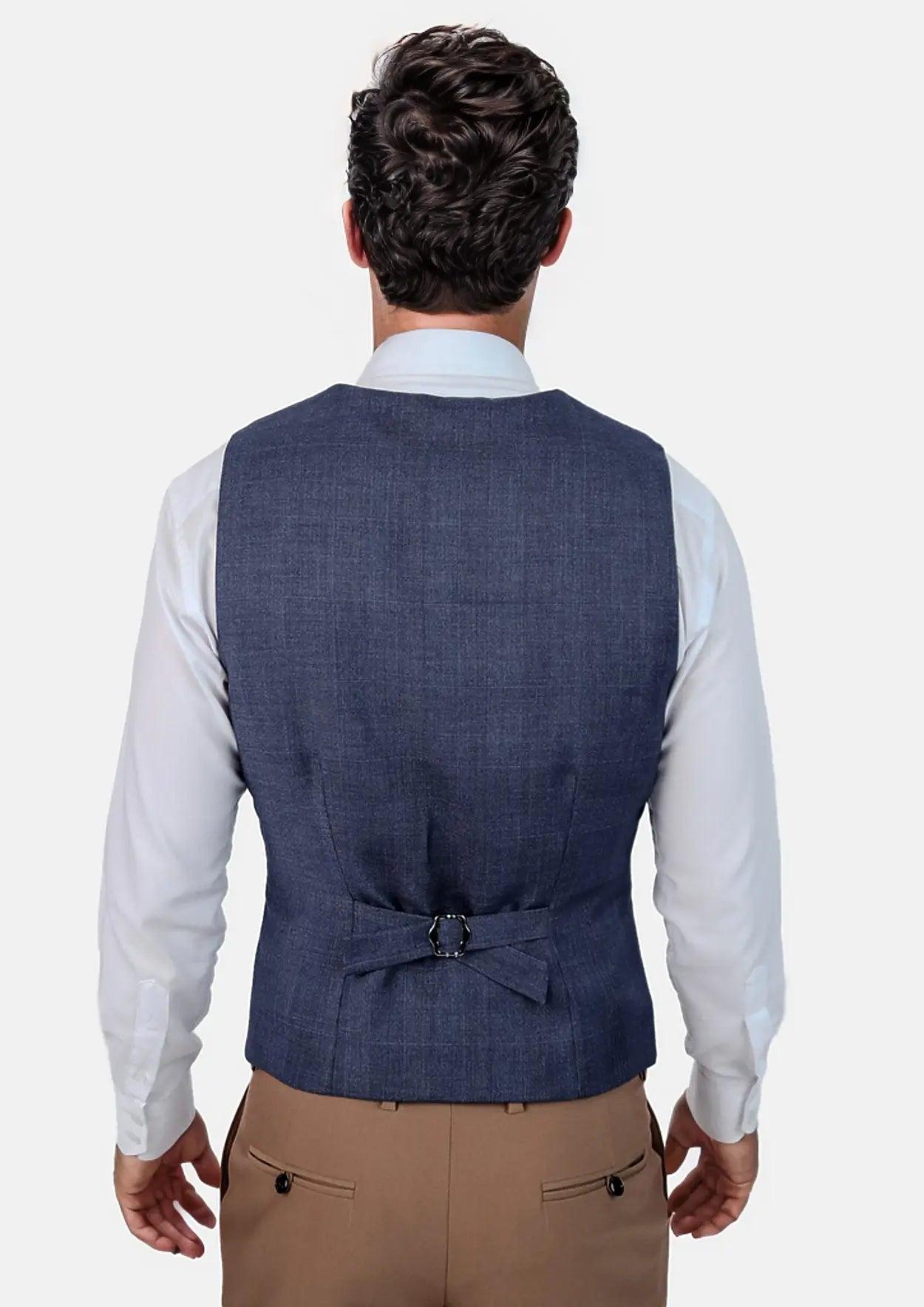 Midnight Blue Prince of Wales Vest - SARTORO
