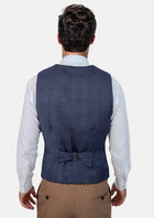 Midnight Blue Prince of Wales Vest - SARTORO726