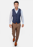 Midnight Blue Prince of Wales Vest - SARTORO874