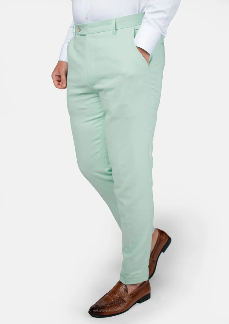 Mint Green Linen Blend Pants - SARTORO352