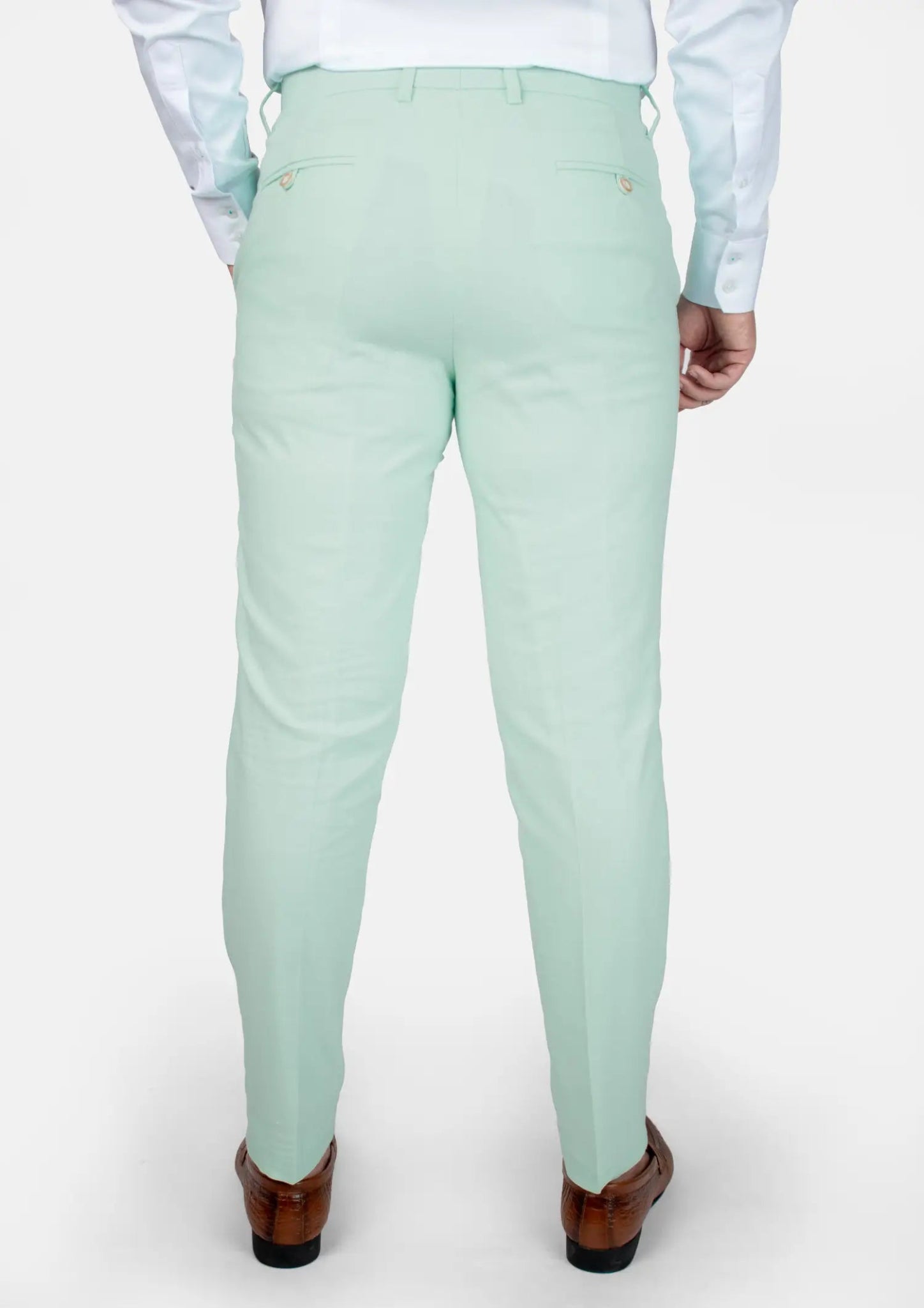 Mint Green Linen Blend Pants - SARTORO