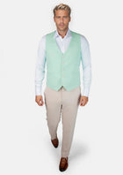 Mint Green Linen Blend Vest - SARTORO666