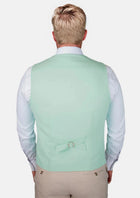 Mint Green Linen Blend Vest - SARTORO595