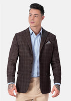 Montauk Cedar Brown Flannel Windowpane Jacket - SARTORO156