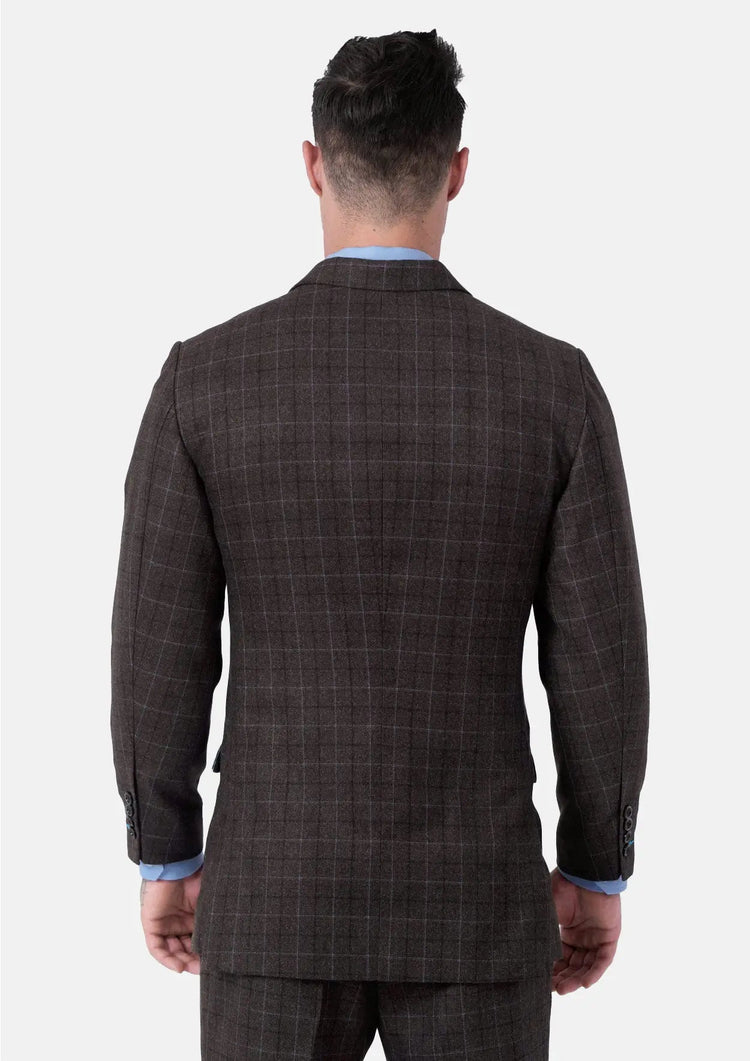Montauk Cedar Brown Flannel Windowpane Jacket - SARTORO926