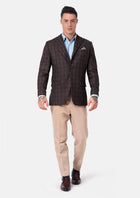 Montauk Cedar Brown Flannel Windowpane Jacket - SARTORO437