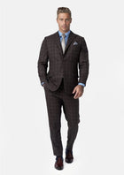 Montauk Cedar Brown Flannel Windowpane Suit - SARTORO616