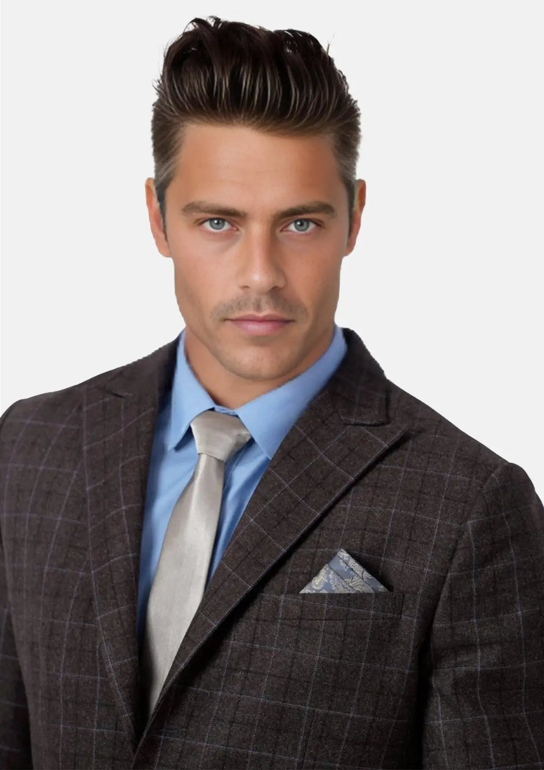 Montauk Cedar Brown Flannel Windowpane Suit - SARTORO