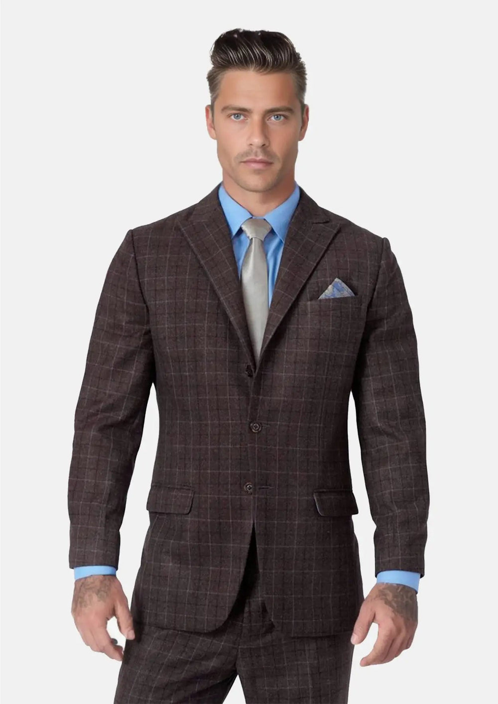 Cedar Brown Flannel Windowpane Suit486