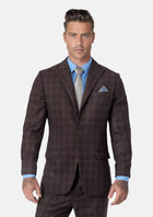 Montauk Cedar Brown Flannel Windowpane Suit - SARTORO261