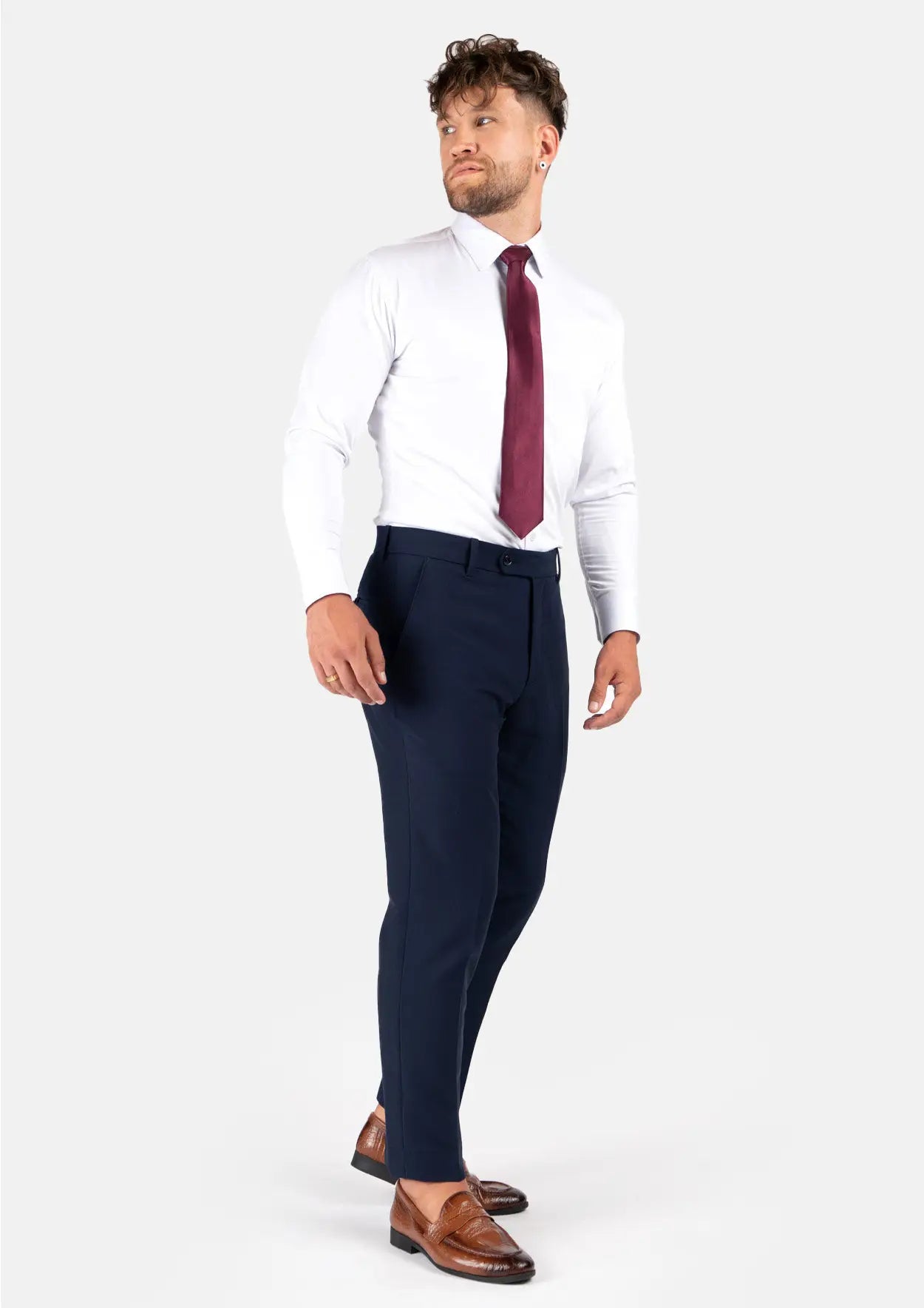Navy Blue Stretch Pants - SARTORO