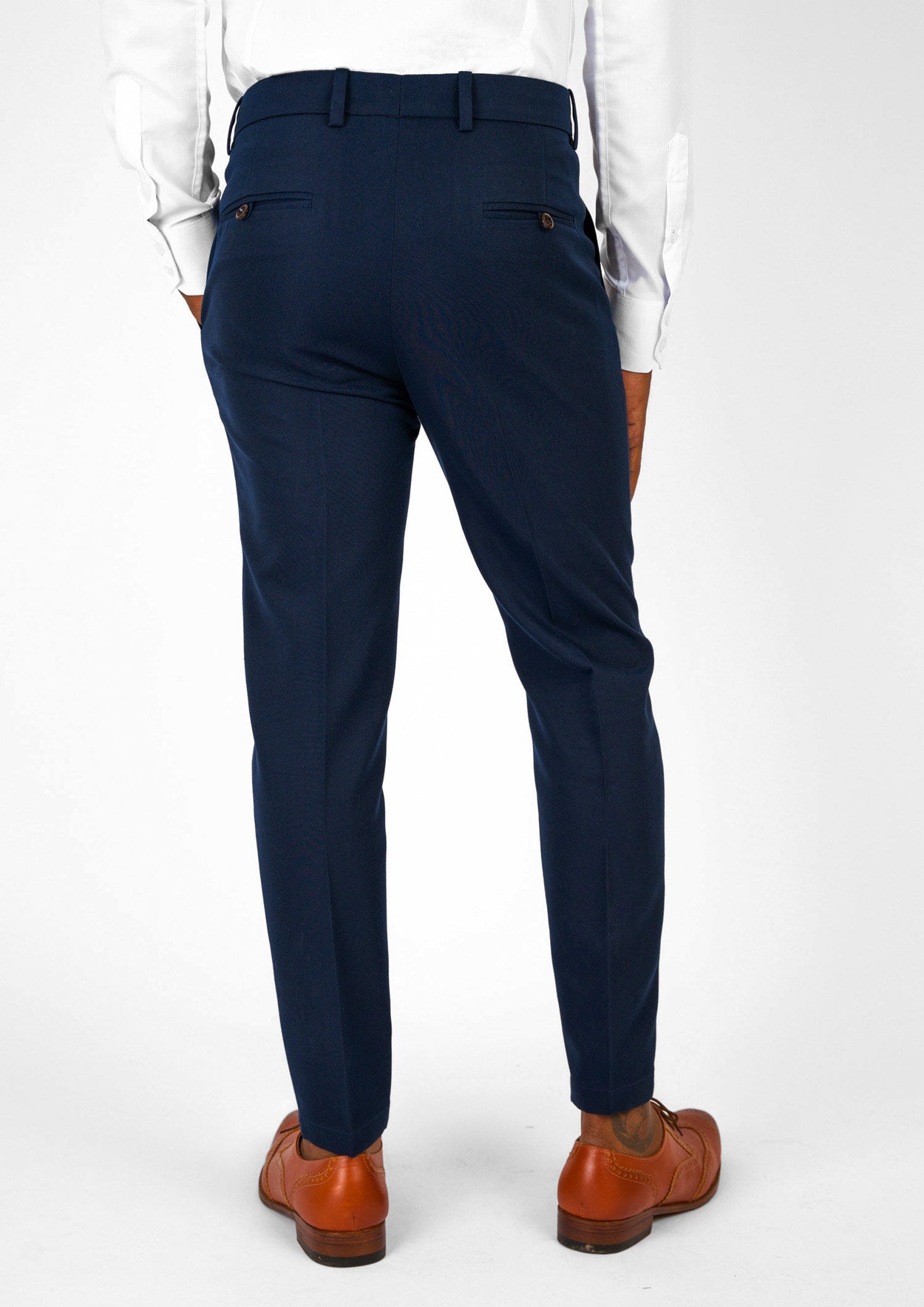 Navy Cotton Chino Pants - SARTORO