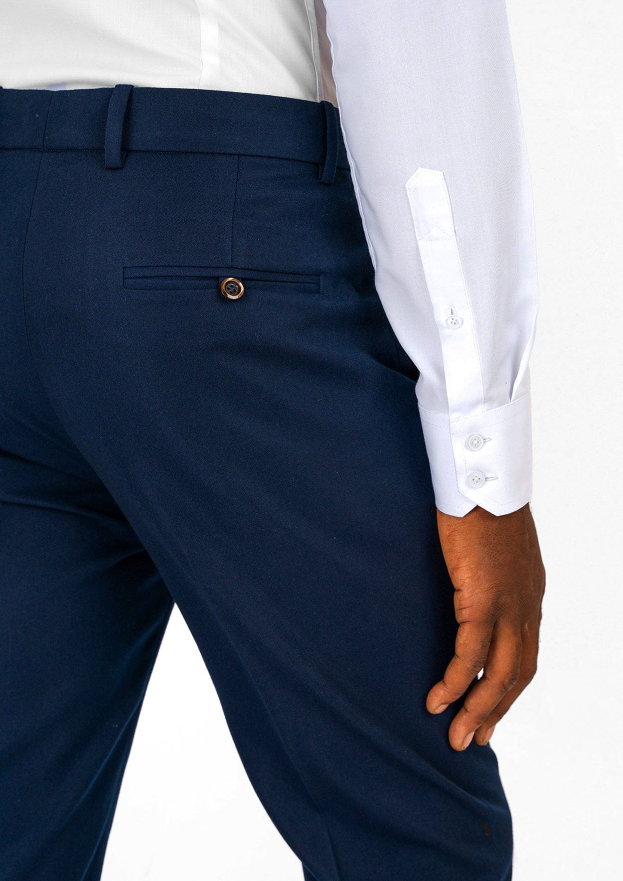 Navy Cotton Chino Pants - SARTORO