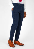 Navy Cotton Chino Pants - SARTORO762