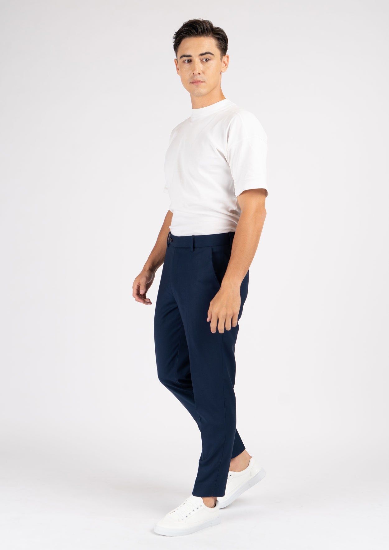 Navy Crosshatch Pants - SARTORO