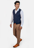 Navy Crosshatch Vest - SARTORO