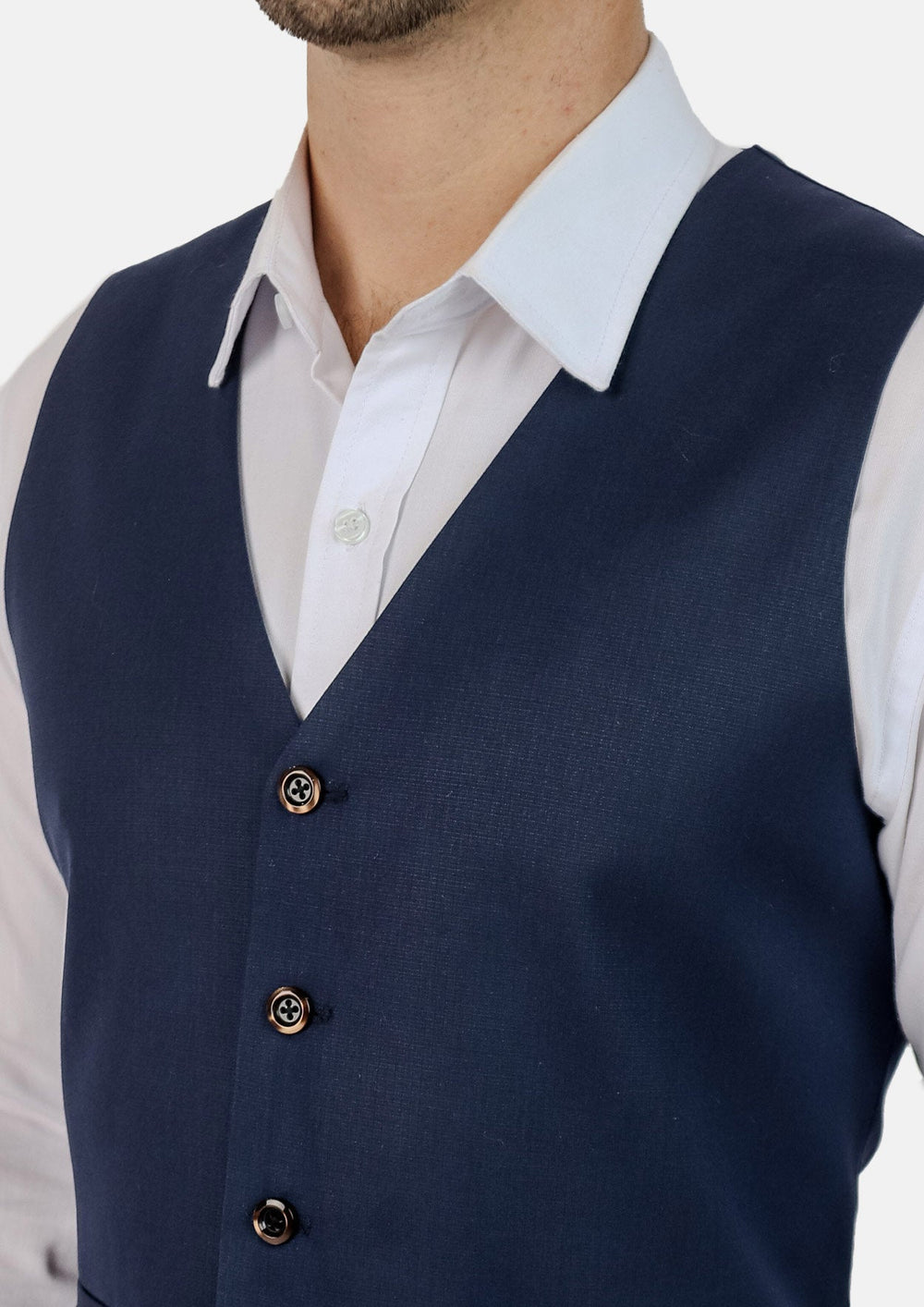 Navy Crosshatch Vest - SARTORO