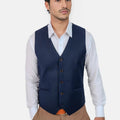 Navy Crosshatch Vest - SARTORO