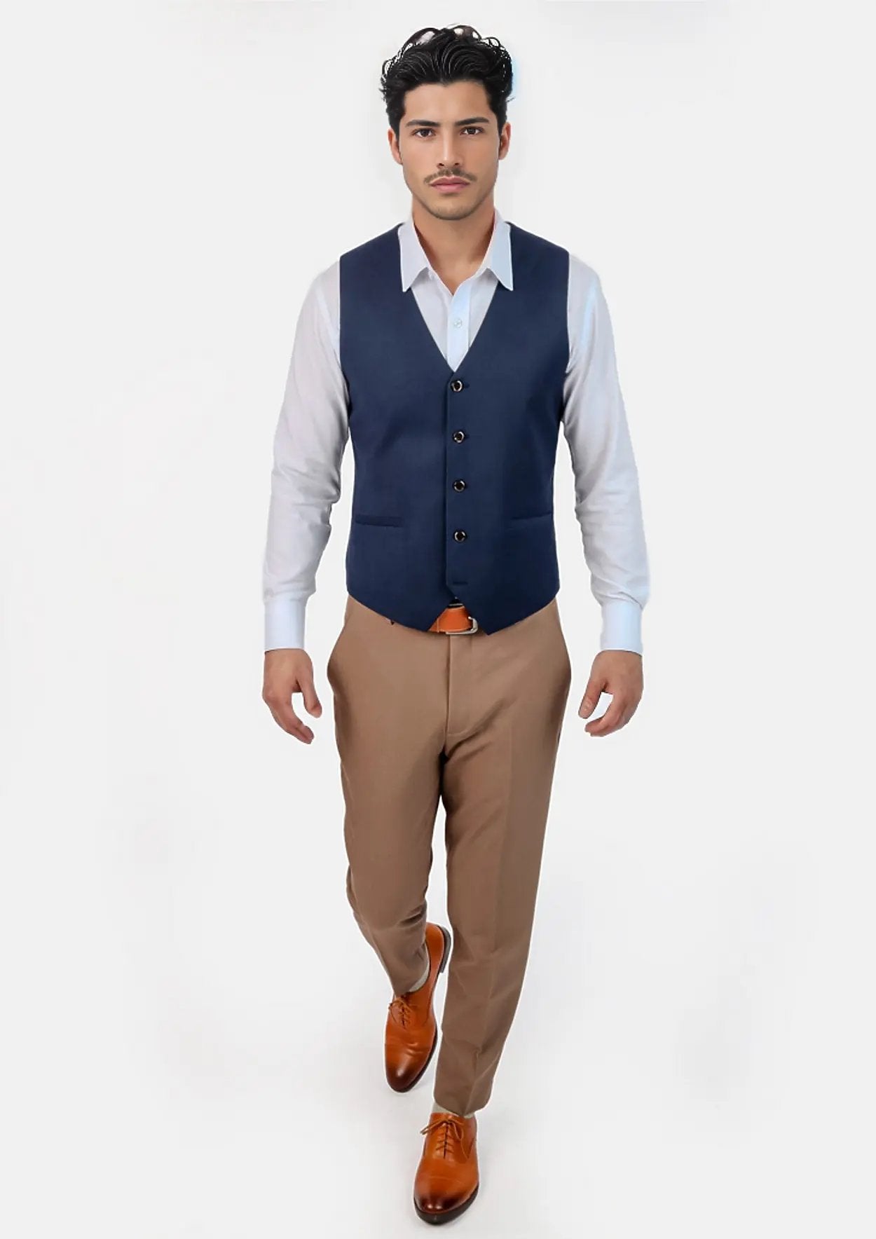Navy Crosshatch Vest - SARTORO