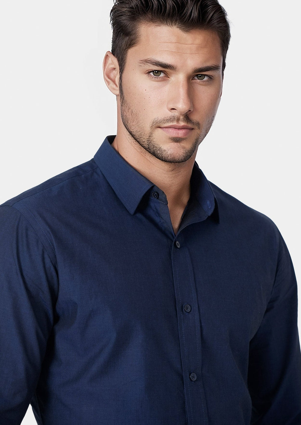 Navy End On End Shirt - SARTORO