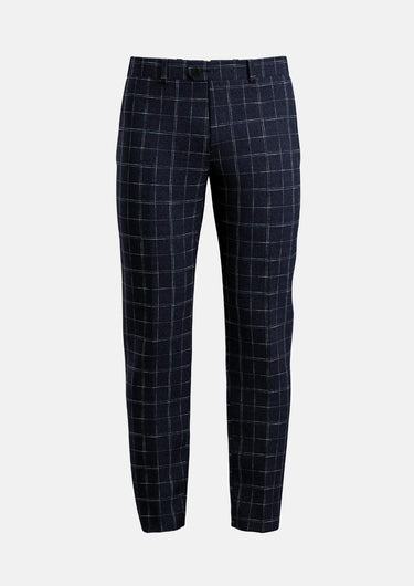 Navy Flannel Windowpane Pants - SARTORO