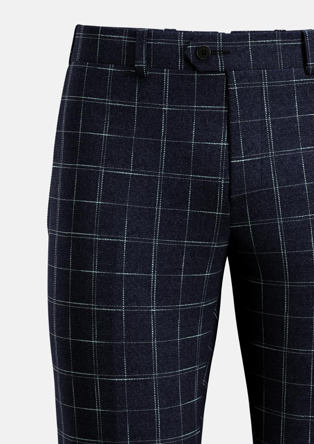 Navy Flannel Windowpane Pants - SARTORO