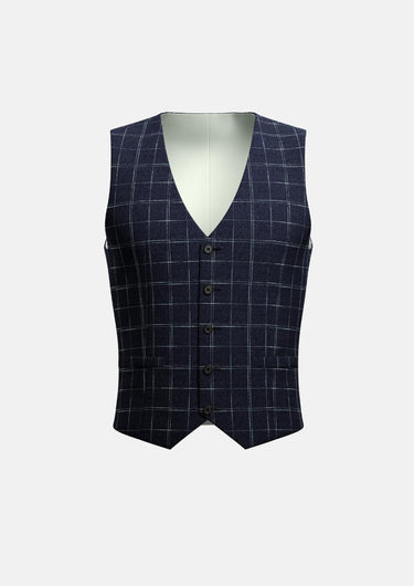 Navy Flannel Windowpane Vest - SARTORO