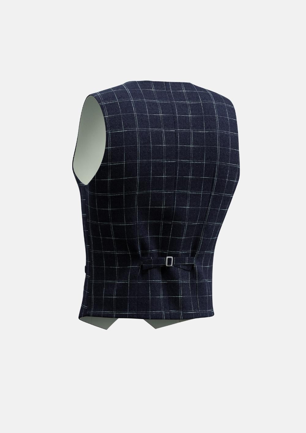 Navy Flannel Windowpane Vest - SARTORO