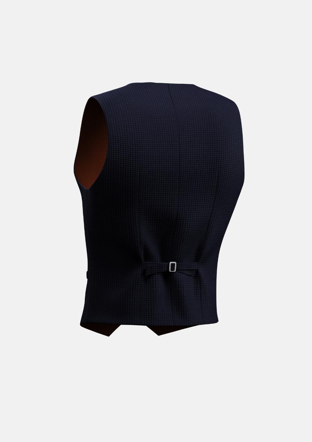 Navy Microcheck Vest - SARTORO
