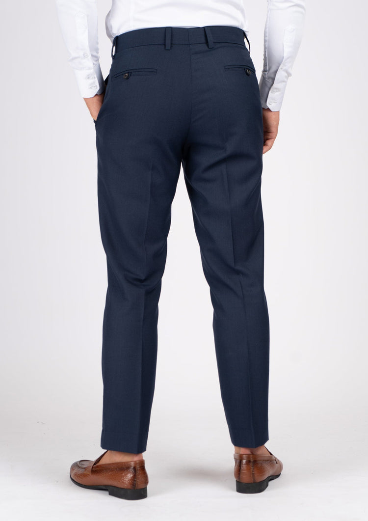 Navy Sharkskin Pants - SARTORO726