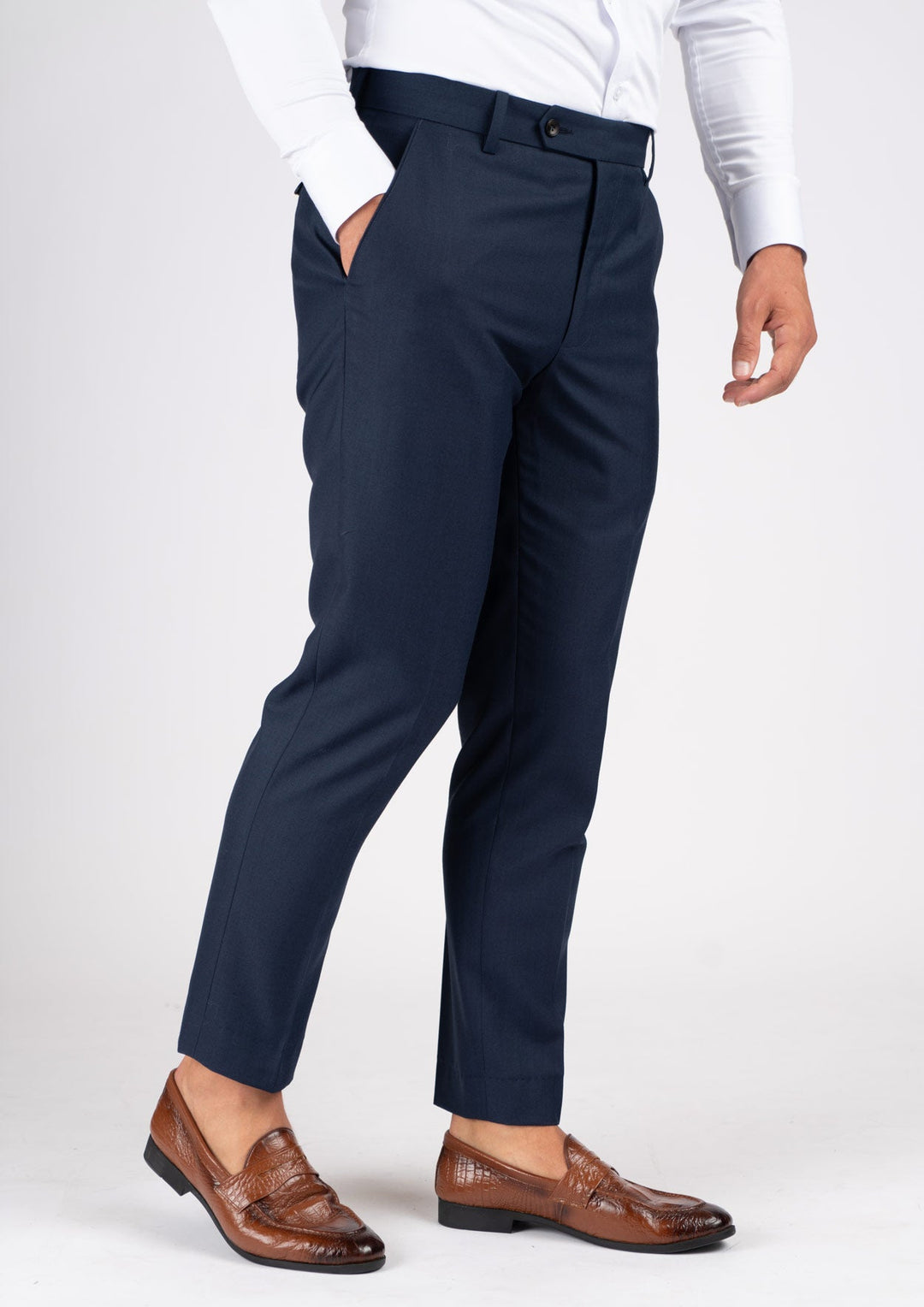 Navy Sharkskin Pants - SARTORO