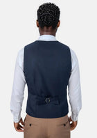 Navy Sharkskin Vest - SARTORO451