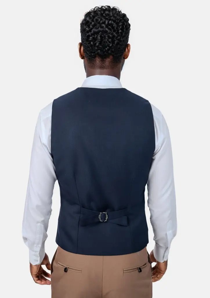 Navy Sharkskin Vest - SARTORO
