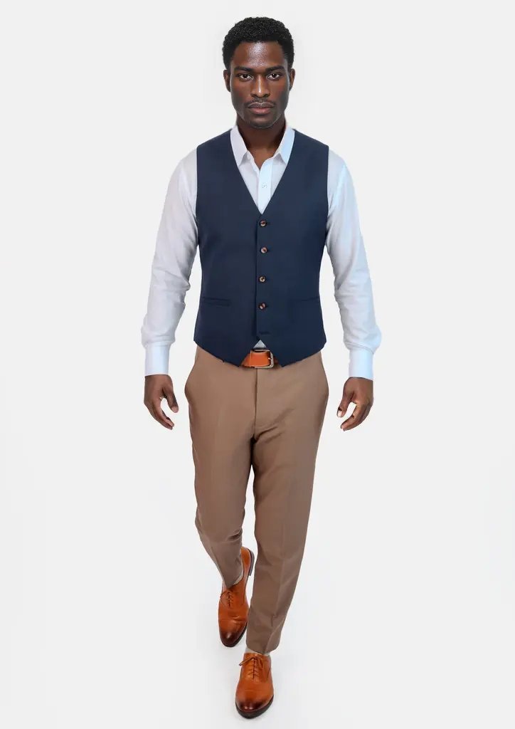 Navy Sharkskin Vest - SARTORO