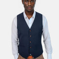 Navy Sharkskin Vest - SARTORO