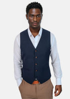 Navy Sharkskin Vest - SARTORO692