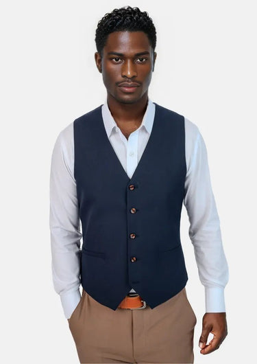 Navy Sharkskin Vest - SARTORO