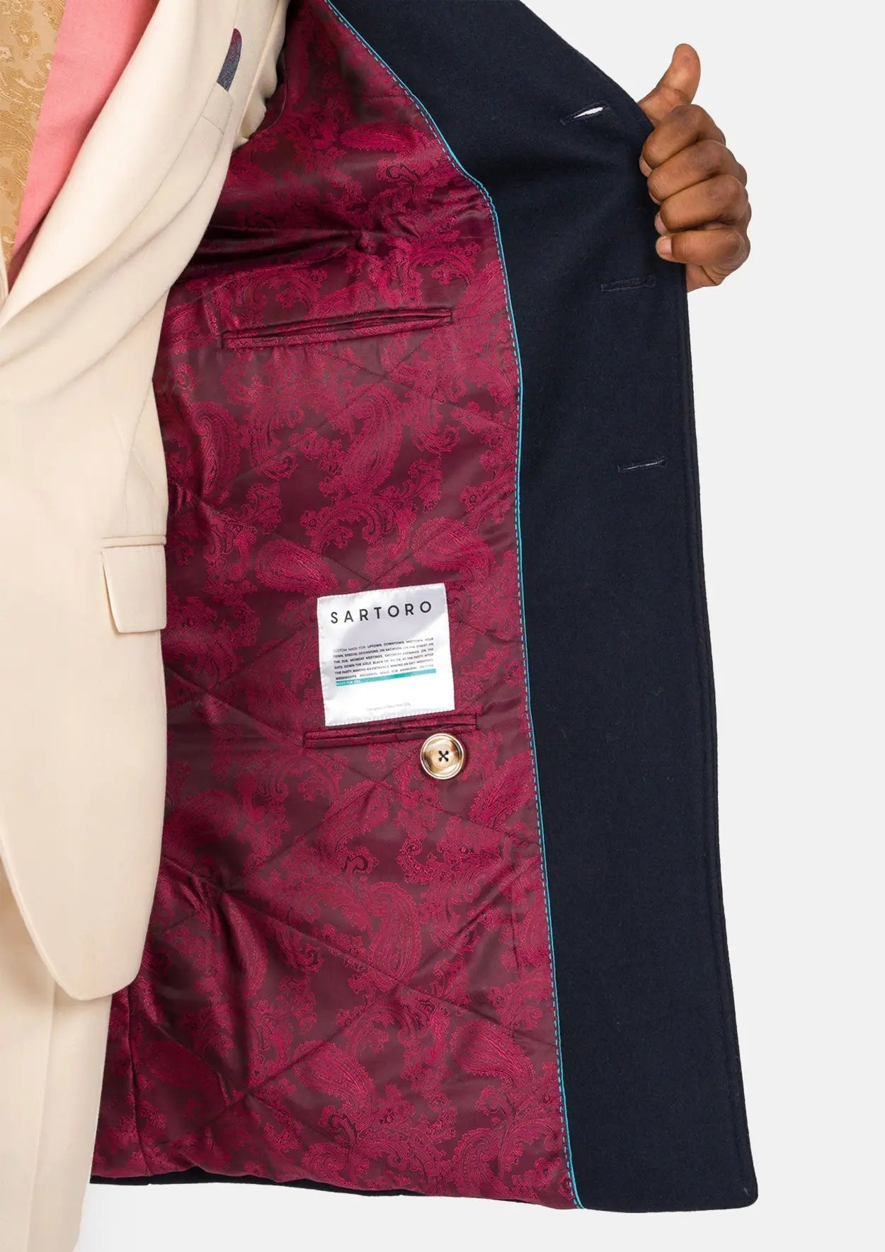 Navy Wool Classic Overcoat - SARTORO