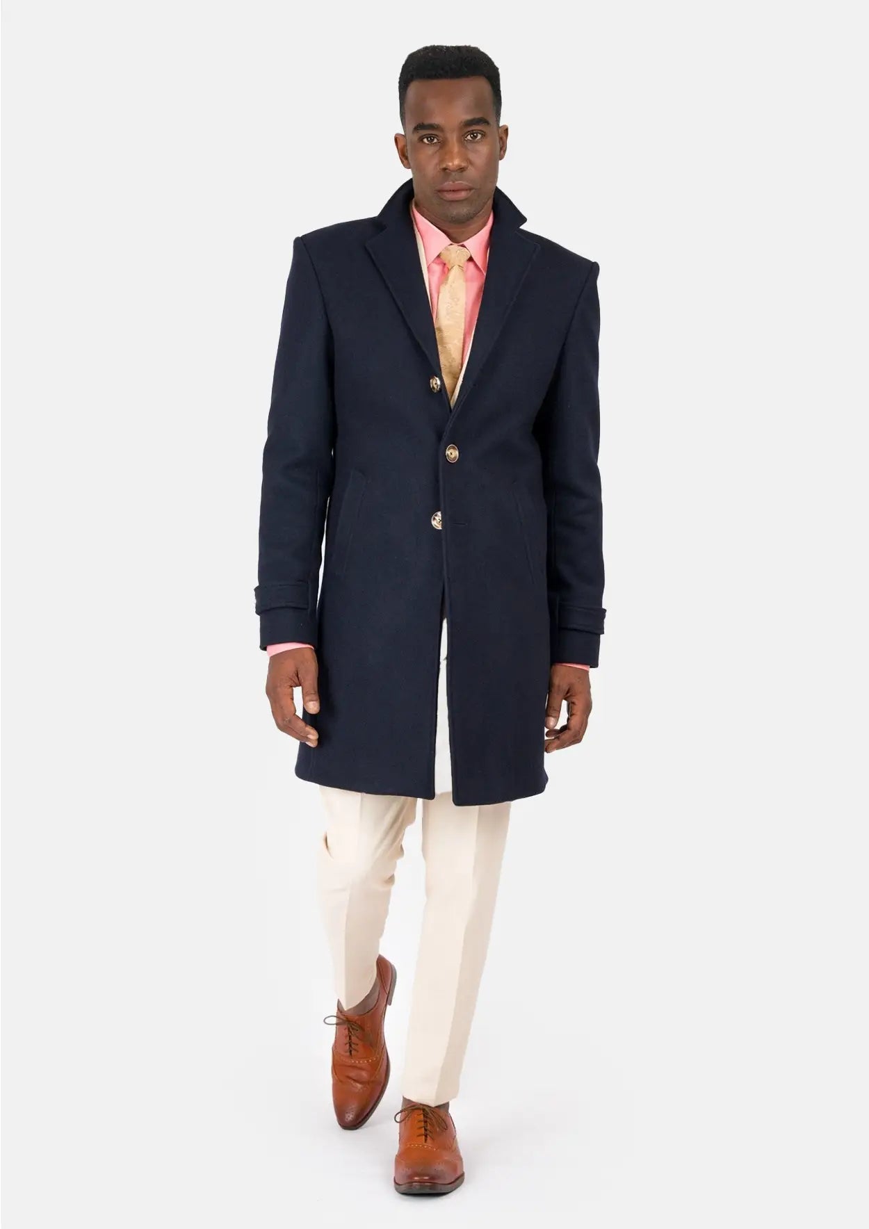 Navy Wool Classic Overcoat - SARTORO