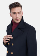 Navy Wool Signature Peacoat - SARTORO297