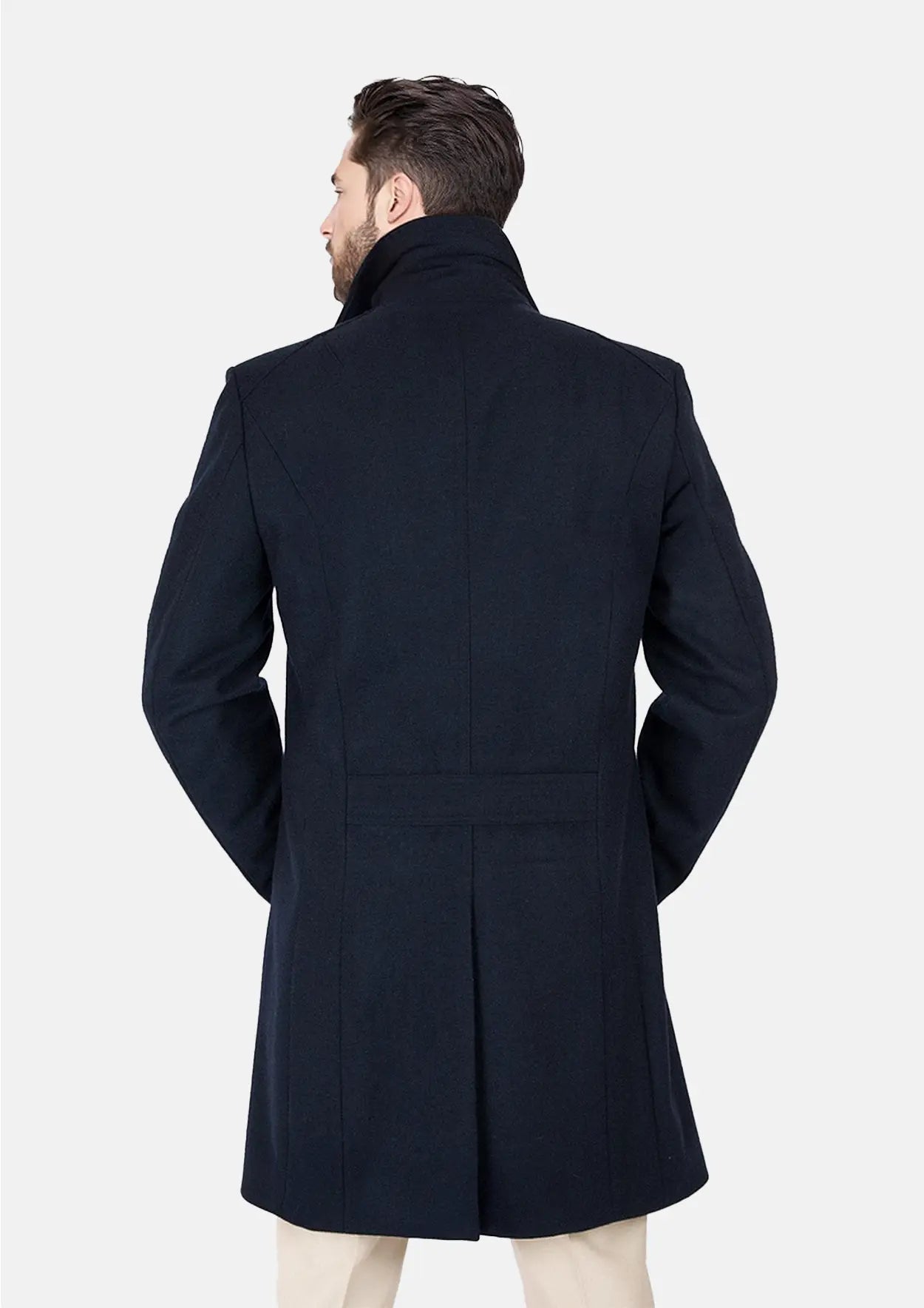 Navy Wool Signature Peacoat - SARTORO