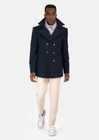 Navy Wool Signature Short Peacoat - SARTORO60