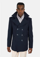 Navy Wool Signature Short Peacoat - SARTORO277