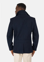 Navy Wool Signature Short Peacoat - SARTORO545